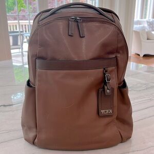 Tumi leather backpack, full-size, with media pocket